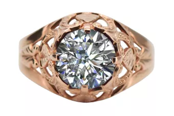 Циркон Оригінальне вінтажне рожеве золото 14 карат Каблучка Вінтаж прикраси vrc080r